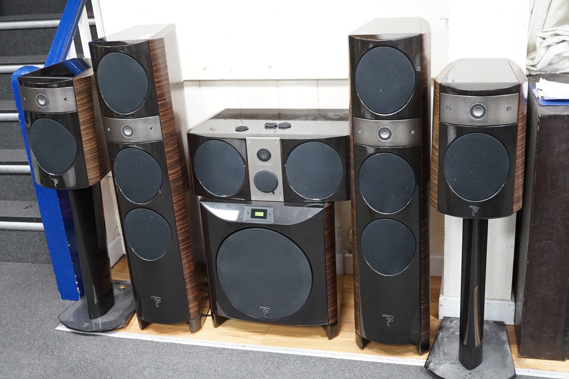 A two pairs and two other Focal Electra Be speakers, tallest 102cms high